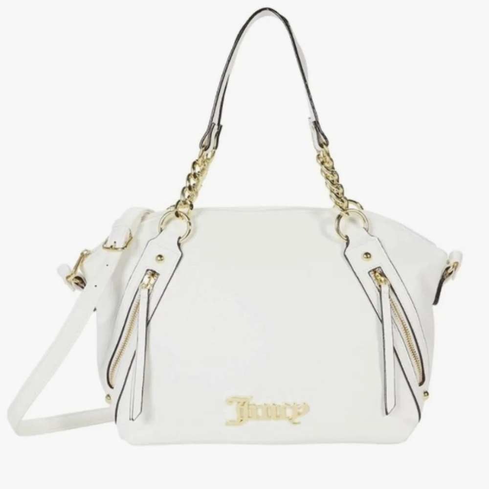 JC White Zippered Up Satchel